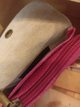 Leder Portemonnaie Metallic DUO gold/fuchsia SMALL