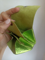 Leder Portemonnaie Metallic UNI limette SMALL