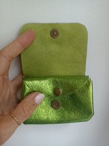 Leder Portemonnaie Metallic UNI limette SMALL
