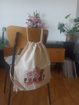 Leniliciouz Merch Rucksack Zugbeutel "FIGHT LIKE A GIRL" natur