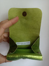 Leder Portemonnaie Metallic UNI limette SMALL