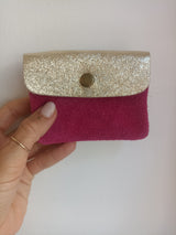 Leder Portemonnaie Metallic DUO gold/fuchsia SMALL