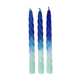 Dip Dye Twisted Kerzen SHADES OF BLUEBERRY 3 Stück