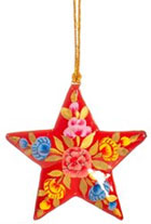 Pappmaschee Weihnachtshänger Kashmiri Floral STAR
