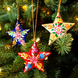 Pappmaschee Weihnachtshänger Kashmiri Floral STAR