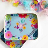 Tablett Square Flowergarden Hellblau L
