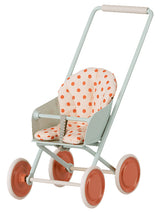 Vintage Kinderwagen für Mäuse- und Hasenbabys (Maileg) Blau / Polka Dots