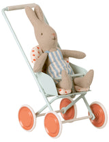 Vintage Kinderwagen für Mäuse- und Hasenbabys (Maileg) Blau / Polka Dots