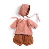 3-Teilige Musselin Puppenkleidung Peach