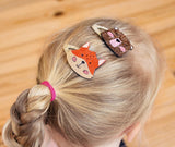 Haarspangen 3er Set Glitzer FUCHS, BÄR und Schleife