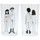 Illustrierte Gläser im 2er Set NAKED COUPLE
