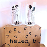 Illustrierte Gläser im 2er Set NAKED COUPLE