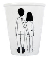 Illustrierter Keramik Becher NAKED COUPLE - back
