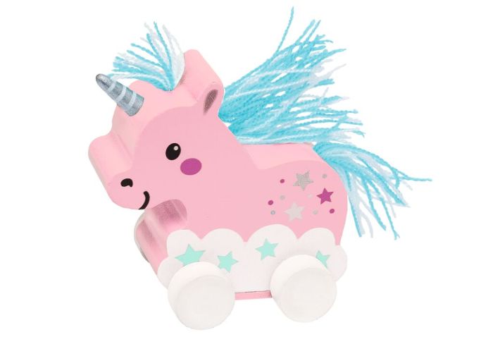 Flinkes Rückziehtier aus Holz Einhorn