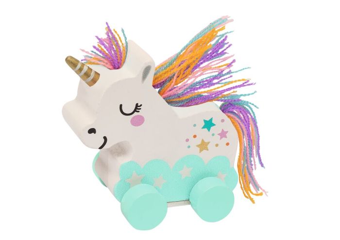 Flinkes Rückziehtier aus Holz Einhorn
