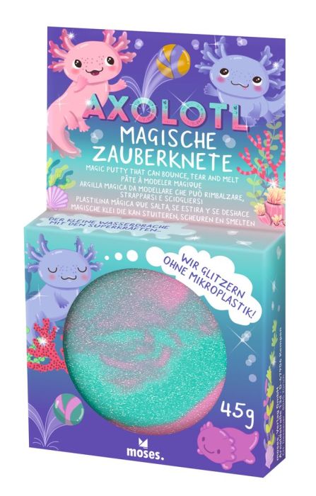 axolotl zauberknete von Moses in Türkis-Rosa. perfekt für den Adventskalender oder in die Schultüte