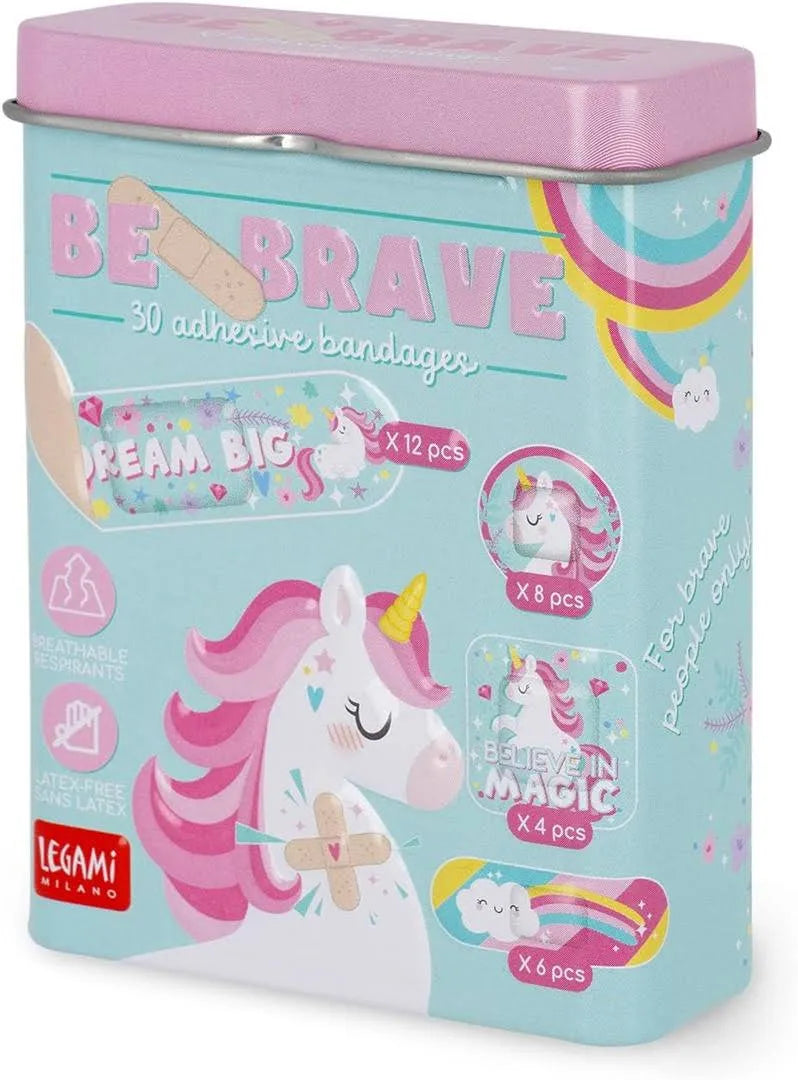 30 Bedruckte Legami Pflaster - Be Brave Unicorn