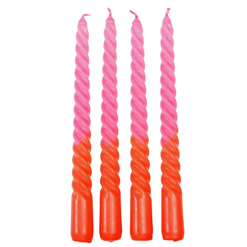 Kerzen Spiral Dip Dye pink/orange (Set of 4)