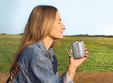 Edelstahl Tasse mit Karabiner Fernweh (Türkis) Into the wild