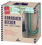 Edelstahl Tasse mit Karabiner Fernweh (Türkis) Into the wild