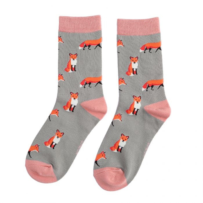 Bambus Socken FOX grey / rose (One Size 36-41)