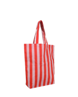 Shopper Streifen · Litschi + Mohnrot mit langen Henkeln