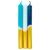 Dip Dye X-Mas Kerzen FROSTY BLUE Gold 3 Stück