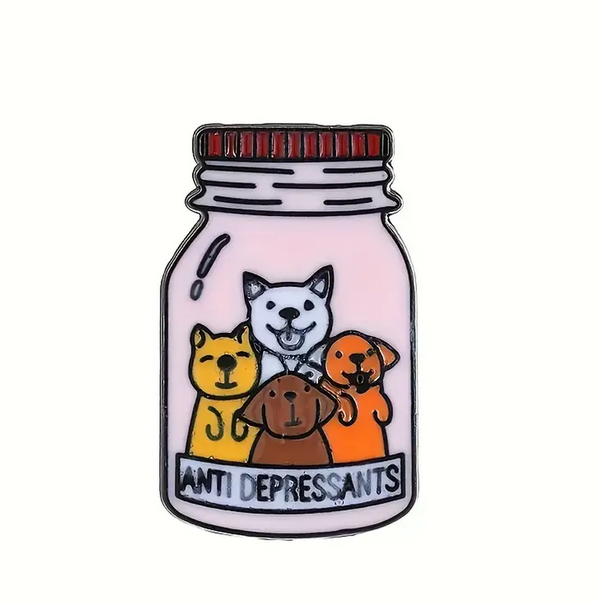 lustiger Pin mit Anti depressiva Hunde Motiv