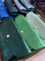 Echt Leder Portemonnaie Metallic UNI Grasgrün BIG
