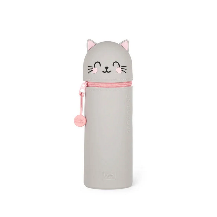 2-in-1 Silikon Federmäppchen mit Katzenmotiv