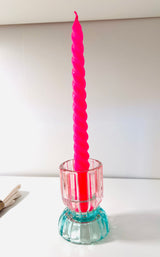 Teelichthalter / Kerzenständer green & pink