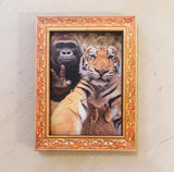 Holz Kühlschrank Magnet Frame Cat + Gorilla Selfie