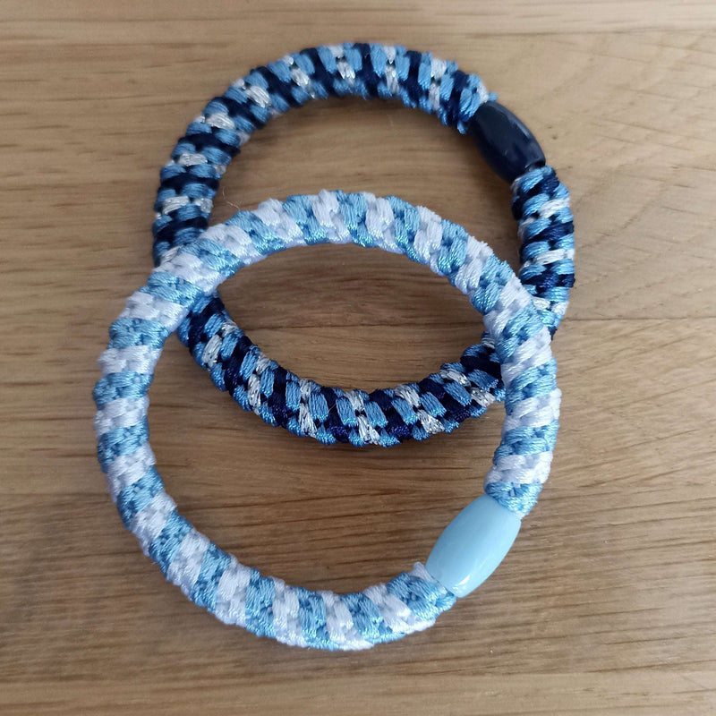Haargummi Armband gewebt blue light/dark