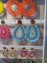 Ohrringe Boho Perlen Pfau Babyblue/Rosa