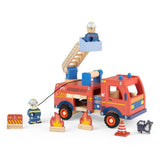 Feuerwehr Spielset mit Fahrzeug und Figuren aus Holz