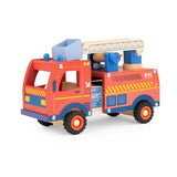Feuerwehr Spielset mit Fahrzeug und Figuren aus Holz