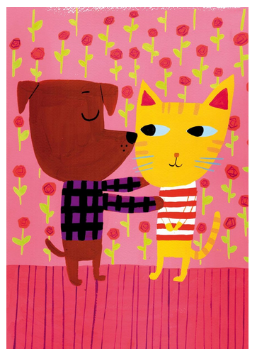 Postkarte KISS KISS Cat & Dog