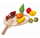 Holzspielzeug Schneidebrett mit Messer Obst