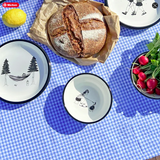 Illustrierter Emaille Teller Schlafsack Couple Dots and Stripes