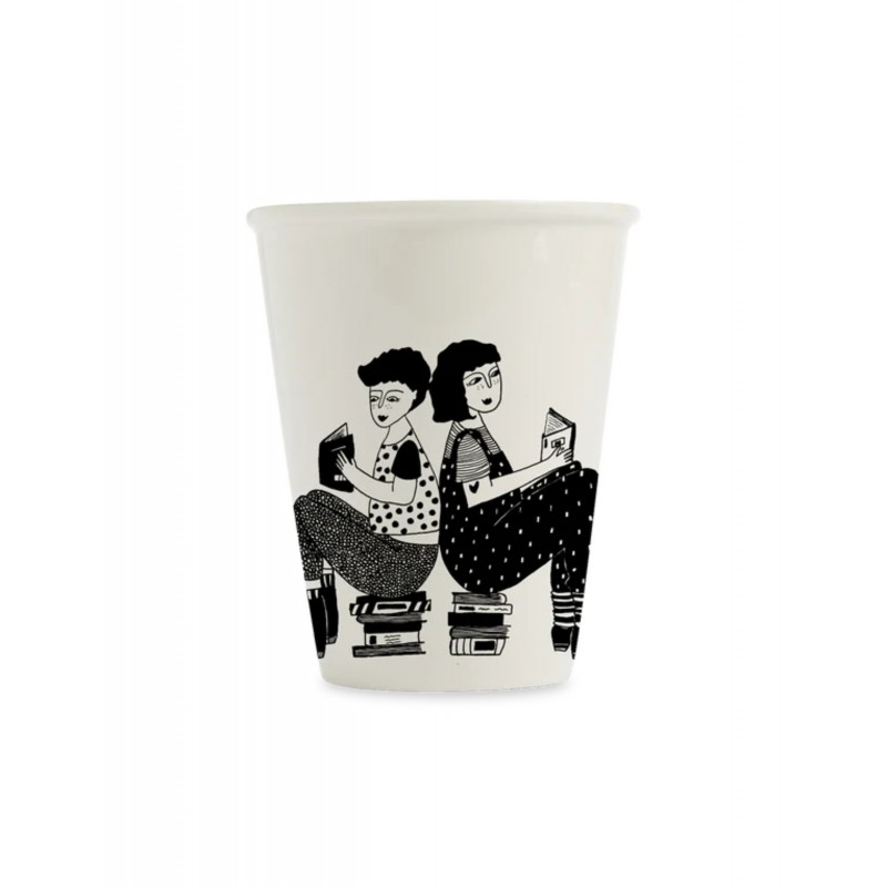 Illustrierter Keramik Becher Book LOVERS