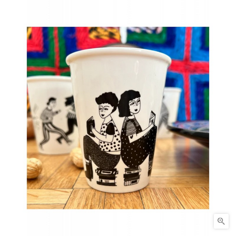 Illustrierter Keramik Becher Book LOVERS