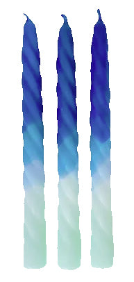 Dip Dye Twisted Kerzen SHADES OF BLUE 3 Stück