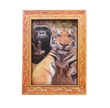 Kühlschrankmagnet mit Tiger und Affe aus holz