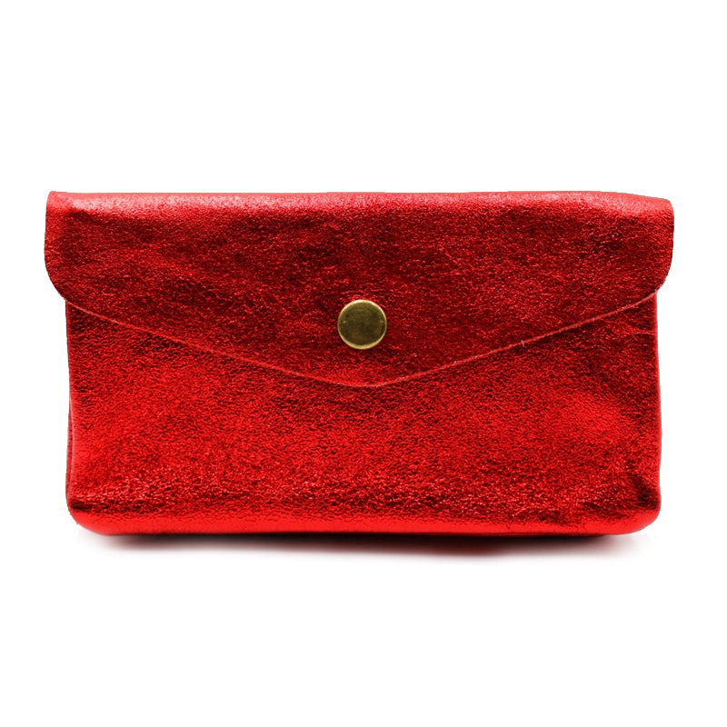 Leder Portemonnaie Metallic UNI red BIG