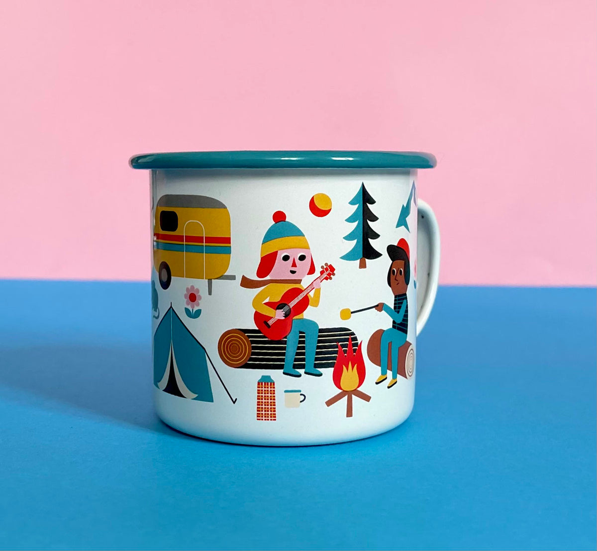 Moonworks Emaille-Tasse 'Bester Papa' – Personalisierbarer Becher, 300 Ml, Blau-weiß, Bruchsicher