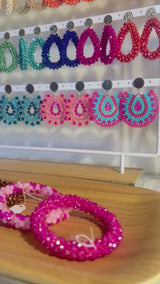 Ohrringe Trendy Boho Perlen Pfau Pink/Türkis