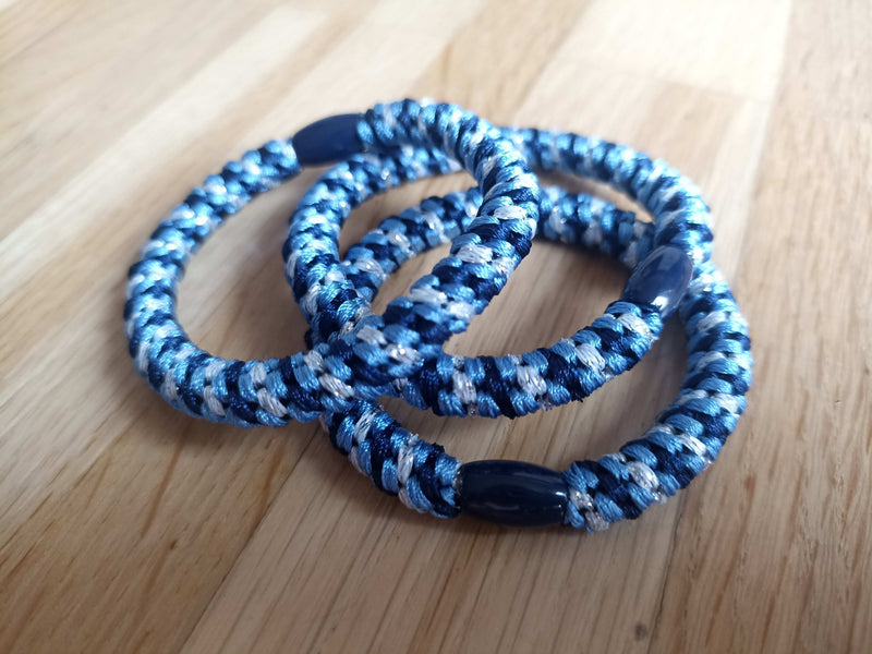Haargummi Armband gewebt blue light/dark