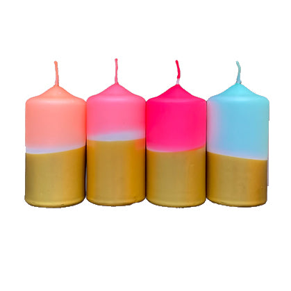Dip Dye Stumpenkerzen SPARKLE Warm Ice Pink 4 Stück