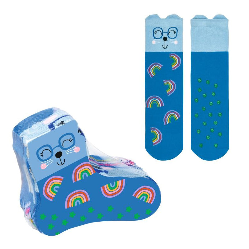 Zaubersocken Stoppersocken Rainbow Maus Skyblue
