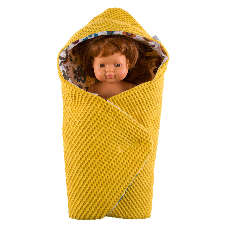 Puckdecke für PUPPEN Swaddle Doll Miniland Waffle honey (Olimi)